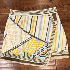Geometric Patterned Skirt - Yellow, Brown, White
